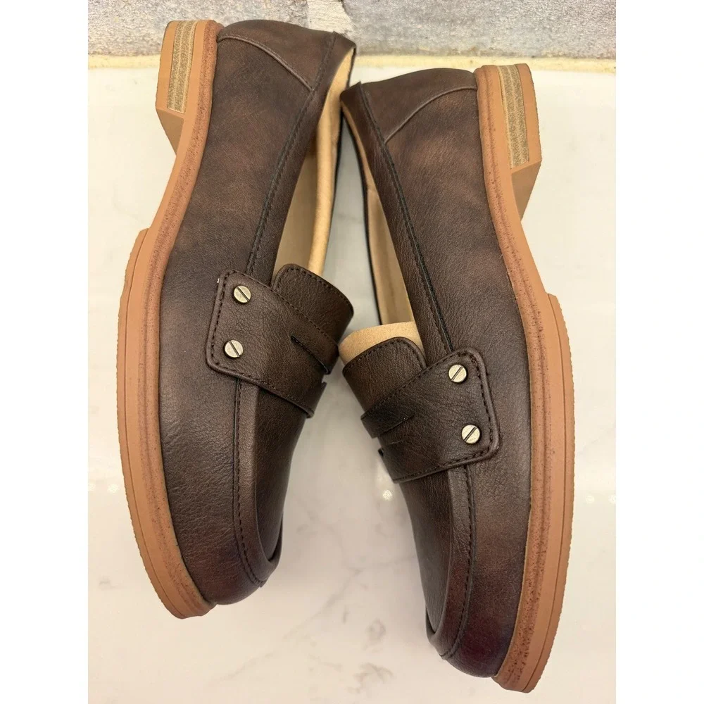 Dr. Scholl's Women's Dark Brown Leather Penny Loafers